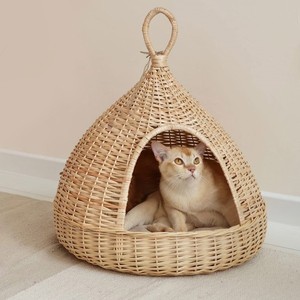 Proveedor de muebles para mascotas de ratán, cama de caña natural para gatos, sofá lounge hecho a mano para gatitos, camas tipo cueva para perros - Product Image 6