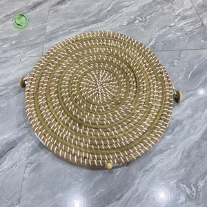 Woven straw food <b>cover</b> with brown pattern Kitchenware and <b>table</b> decoration Wholesale eco-friendly Made in Vietnam - Product Image 3