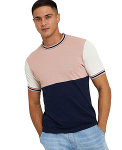 Men Mock Neck Boxy Cotton T-shirt Solid Drop Shoulder OEM Custom <b>Design</b> Pattern Men's Breathable Cotton T-shirts - Product Image 1