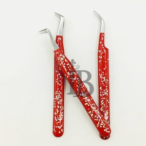 <b>Top</b> Selling High Quality Eyelash Extension Tweezers <b>Set</b> Individual Models Available Sustainable Glitter Lash Tweezers Low Price - Product Image 1
