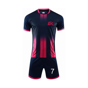 Conjunto de Camiseta de Fútbol Sublimada con Ribete Rosa Marino para Hombre, Manga Corta, Uniforme de Fútbol con Número 7, Absorbe la Humedad - Product Image 2