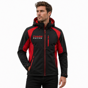 Veste à capuche softshell personnalisée pour la course moto, logo personnalisé, respirante, % polyester, vêtements de sport en gros - Product Image 2