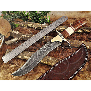 Couteau de randonnée et de camping MORTAL SAGA en acier Damas fait main, lame fixe, manche en bois personnalisé, garantie 1 an, design compact - Product Image 6