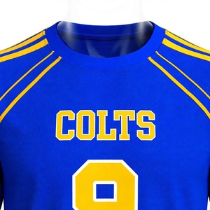 Jersey Deportivo Azul y Dorado Más Vendido, Manga Corta, Cuello en V, Uniforme de Fútbol, Ropa Deportiva, Jersey Personalizado para Juego - Product Image 3