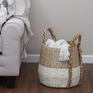 Panier de rangement en jacinthe d'eau tressée avec corde en papier, écologique, multifonctionnel pour le linge et les essentiels ménagers, fabriqué au Vietnam - Product Image 5