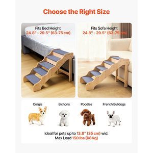 Scala per Animali Domestici in Legno a 5 Gradini, Superficie Antiscivolo, Stabile, per Cani e Gatti, Accesso a Letti Alti, Divani, Auto, Capacità di Carico 150 libbre, Accessorio di Alta Qualità - Product Image 5