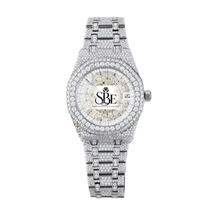 Elegante Reloj Automático de Acero Inoxidable para Hombre, Diseño Hip Hop Personalizado con Diamantes Moissanite de Corte VVS - Product Image 1