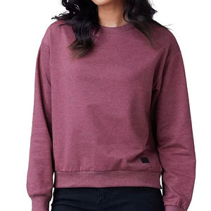 เสื้อสเวตเตอร์ถักแขนยาวคอกลมสำหรับผู้หญิง สีทึบ สีเบอร์กันดี ใส่ได้ในฤดูใบไม้ร่วง ทรงปกติ ระบายอากาศได้ดี สไตล์ลำลอง - Product Image 1