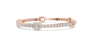 14k Yellow Gold Gold Plated Emerald/Round Lab-Grown Diamond Luxury Party Wear Gift <b>Bracelet</b> New Grown Diamond - Product Image 4