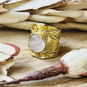 High Demand Silver Eye Boho Moonstone <b>Ring</b> <b>Chunky</b> Brass Jewelry Women 18k Gold Plated Floral Style Band Statement Ethnic <b>Ring</b> - Product Image 5