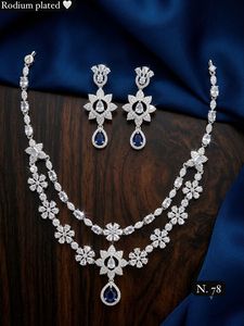 Parure de mariée en laiton plaqué or pour femme : collier ras-du-cou, boucles d'oreilles pendantes, tikka, zircon ethnique, tendance, haute qualité, dernier design - Product Image 2