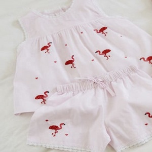 Attractive Pink Girl's Personalized Pink Flamingo Printed <b>Pyjamas</b> <b>For</b> Your Darling Princess Crafted From 100%Soft Cotton Fabric - Product Image 2