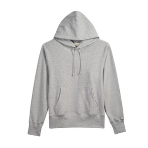 Sudadera con Capucha Gris para Hombre, Color Sólido, Algodón French Terry, Estilo Casual con Bolsillo Canguro, para Otoño - Product Image 3