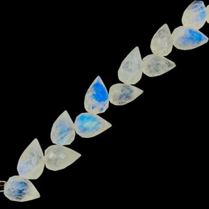 Natural Rainbow Moonstone Faceted Teardrop Briolette Beads Blue Flash Flower Bud Wholesale Bulk - Product Image 2