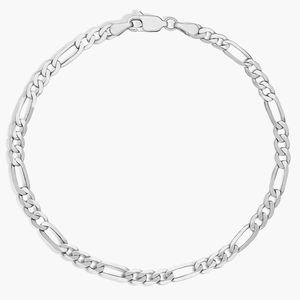 Bracelet chaîne Figaro plat en or blanc - Product Image 6