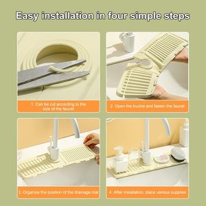 2 Pezzi Protezione Antispruzzi per Lavello e Vassoio Raccogligocce in Silicone per Maniglia del Rubinetto, Accessori da Cucina per Rubinetto K - Product Image 5