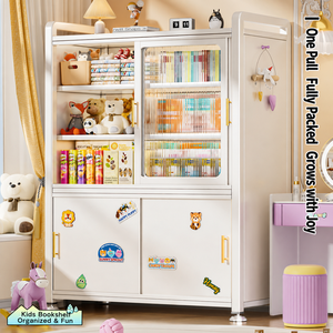 Étagère à livres pour enfants avec armoire de rangement, grande capacité, organisateur de jouets, bibliothèque multi-compartiments avec étagères de présentation pour chambre à coucher - Product Image 1