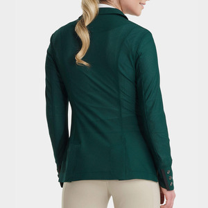Chaqueta de equitación para mujer, verde, poliéster y algodón, manga larga, para salto ecuestre, competición, con logo personalizado, venta al por mayor - Product Image 3