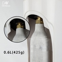 Cilindro de Aluminio de Alta Presión de 0.6L para Máquina de Soda, Lleno de Dióxido de Carbono, Color Plateado, Certificado DOT, Proveedor de Taiwán
