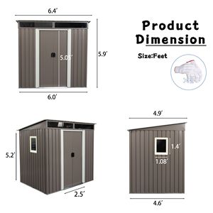 Abri de jardin en métal 6 pieds x 5 pieds avec fenêtre transparente Catégorie de produit : Abris et rangements Modèle W540S00011 - Product Image 6