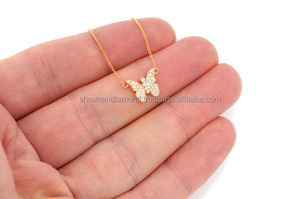 Trendy Women's fashion Jewelry Custom Insect Style Butterfly 10K <b>Solid</b> <b>Gold</b> Sparkling Natural Diamond Necklace Fine <b>pendant</b> Gift - Product Image 6
