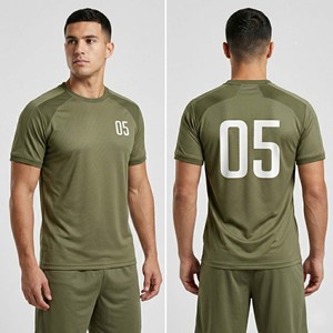 High Quality Men's Olive Green Blank Soccer Jersey Quick Dry Crew Neck Football Training Shirt - Product Image 6