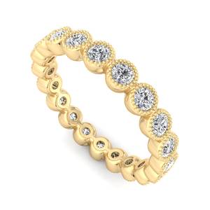 Bague de mariage empilable de luxe en or rose, sertie de diamants ronds taille brillant, style <span class=keywords><strong>vintage</strong></span> avec sertissage milgrain, pour femme - Product Image 5