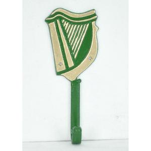 Gancho de Pared con Diseño de Arpa Verde, Metálico, Resistente al Óxido, Estilo Vintage, Gancho Individual para Almacenamiento de Ropa, Diseño Multifuncional - Product Image 4