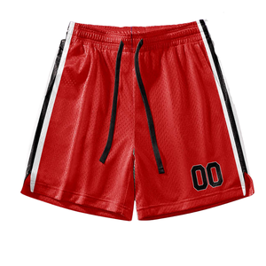 Ensemble d'uniformes de basket-ball personnalisés rouge rétro avec bordure blanche et noire, maillot et short, nom et numéro de l'équipe, design classique - Product Image 2