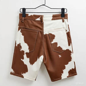 Pantalones Cortos de Cuero Genuino con Pelo de Vaca para Hombre, Estilo Vaquero Occidental, Lujo Premium, Moda Urbana, Pantalones Cortos de Verano - Product Image 2