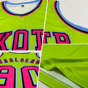 Maillot de basket réversible personnalisé TriPro Sports, vert fluo rose, sublimation, nom et numéro de l'équipe, pour hommes, polyester/coton - Product Image 3