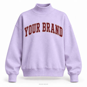 Sweat-shirt surdimensionné à col montant pour femme, couleur lavande, avec appliqué plat et logo brodé, 32 couleurs, tailles XS-3XL - Product Image 1