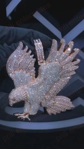 Pendentif Aigle Volant en Moissanite Certifiée VVS de Luxe Personnalisé, Entièrement Sertie, Breloques en Argent 925 pour Hommes - Product Image 4