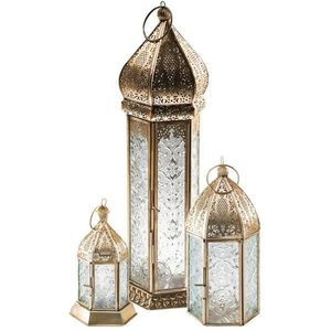 <b>Brass</b> <b>Lantern</b> With Embossed Glass Panels Intricate Cutout Design Handmade Durable Home Decoration Candle Holder - Product Image 3