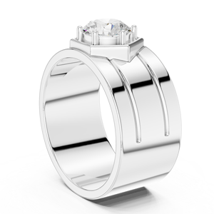Anillo llamativo solitario audaz para hombre con diamante creado en laboratorio en oro amarillo – Joyería de diamantes contemporánea para novio - Product Image 3