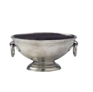 Bol à vin antique en argent avec bord festonné, fait main, en forme de pétale, sur pied, pour la décoration intérieure et les réceptions - Product Image 5