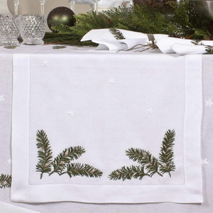 Camino de Mesa de Algodón Personalizado al por Mayor, con Bordado de Hojas de Pino, Lavable y Duradero, para Eventos Navideños y del Hogar - Product Image 2