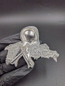 Colgante de Esqueleto con Cristales de Estrás, Microincrustaciones de Moissanita, Plata 925, Estilo Punk, Unisex - Product Image 1