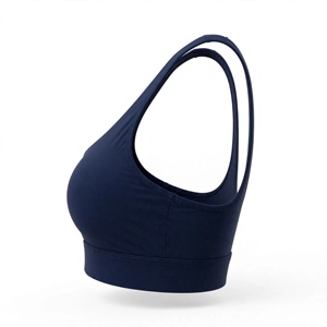 Sujetador deportivo azul real para mujer, sin aros, copa completa, espalda cruzada, de punto, de secado rápido, para todas las estaciones, estilo deportivo - Product Image 4