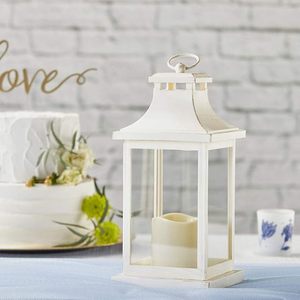 White Metal Glass Decorative <b>Lantern</b> Candle Holder Wedding Centerpiece Tabletop <b>Lantern</b> - Product Image 5