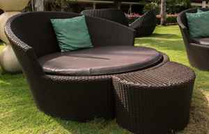 เตียงอาบแดดกลางแจ้ง เฟอร์นิเจอร์เดย์เบดสำหรับสวน โรงแรม ชายหาด ทำจากไม้สัก พร้อมหลังคาคลุมและเบาะนุ่มสบาย - Product Image 6