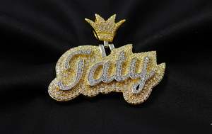 Pendentif Lettre Personnalisée Hip-Hop Iced Out, Pendentif Nom et Numéro, Breloque, Bijoux de Rappeur, Pendentif en Argent 925, Pendentif Double Couche - Product Image 2