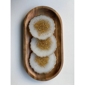 Luxury White Resin <b>Coasters</b> With Gold Leaf Flakes Irregular Agate Shape Epoxy <b>Drink</b> Mats <b>For</b> Coffee Table & Wedding Favors - Product Image 1