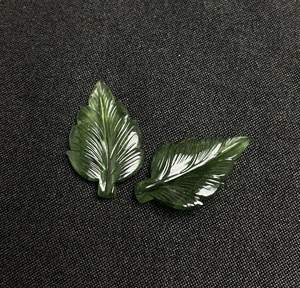 Componente de joyería de jadeíta natural tallada en forma de hoja verde, piedra preciosa suelta para regalo. - Product Image 4