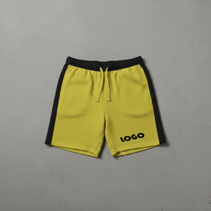 Shorts en molleton pour homme OEM, avec empiècements contrastés, taille élastique, décontractés, pour la gym, 2 poches latérales, tissu doux, légers, gris. - Product Image 3