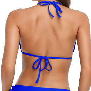 Women's Royal <b>Blue</b> Halter Bikini Set Cheaky Bottoms Heat Transfer Printed Stretch Fabric 2 Piece Swimwear - Product Image 4