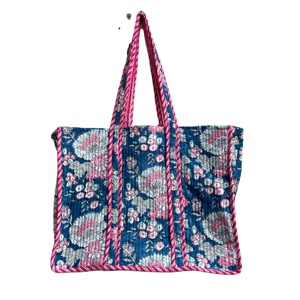 Bloc imprimé femmes sacs fourre-tout Shopping plage décontracté porter sac à main indien traditionnel ethnique luxe belle main sacs fourre-tout - Product Image 1