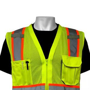 Chaleco de Seguridad Reflectante de Alta Visibilidad para Hombre, Chaleco de Trabajo Transpirable de Malla con Múltiples Bolsillos y Cierre de Cremallera para Uso en Exteriores de Verano - Product Image 5
