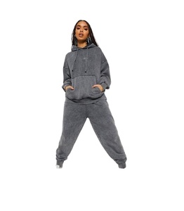 2025 Ensemble de survêtement épais pour femmes en détresse à l'acide personnalisé 2 pièces du fabricant pour la saison de printemps - Product Image 1