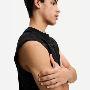 Camiseta personalizable transpirable sin mangas con cuello redondo de algodón suave 100% para hombre - Product Image 2